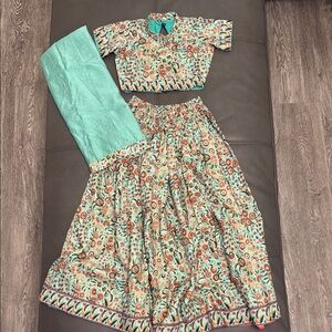 Floral Kids Lehenga Set w/ Dupatta- Multicolor